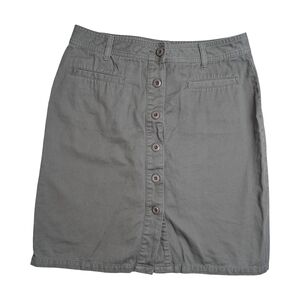 Papaya Green Button-Front Cotton Mini Skirt | Size M | Utility Style